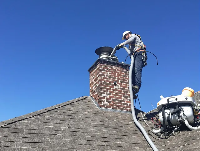 Dedicated Bonita Springs Chimney Sweep team member cleaning a chimney in Bonita Springs, FL